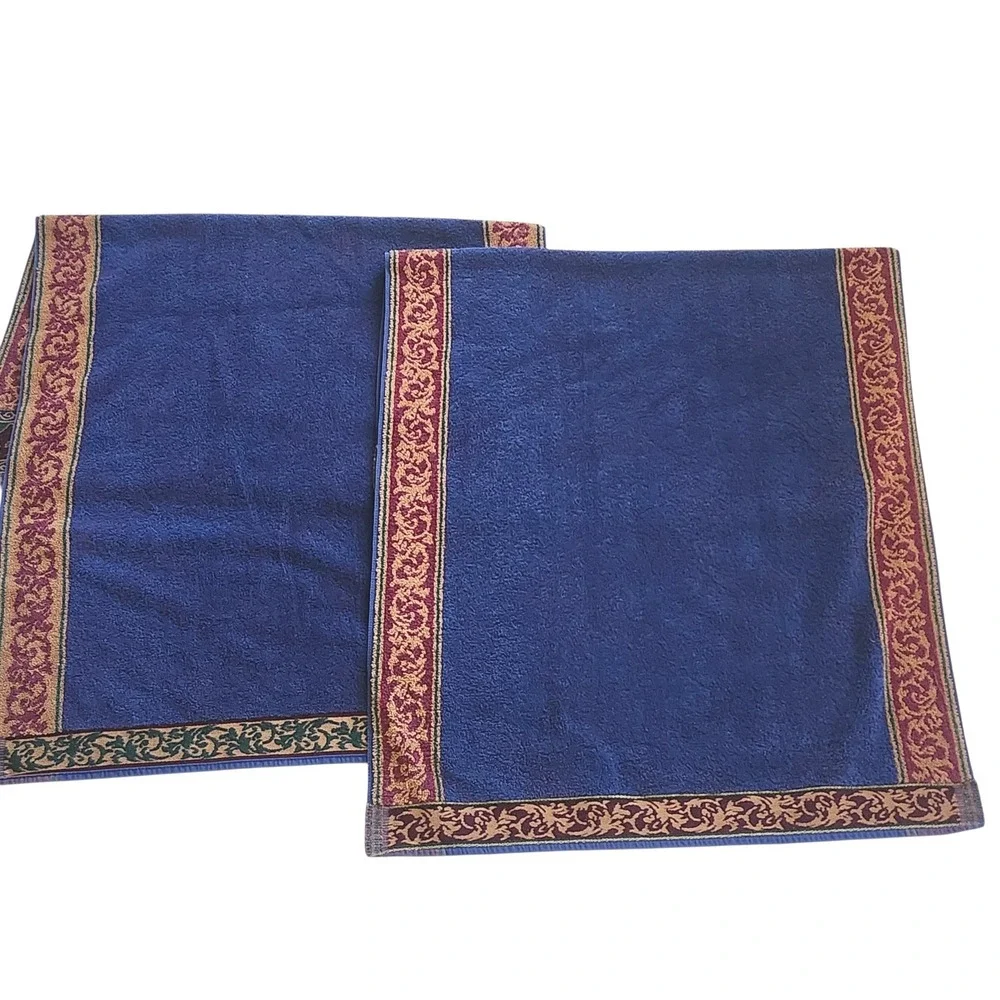 8 Piece Royal Velvet by Fieldcrest Blue Florentine Towel Set 90's VTG USA